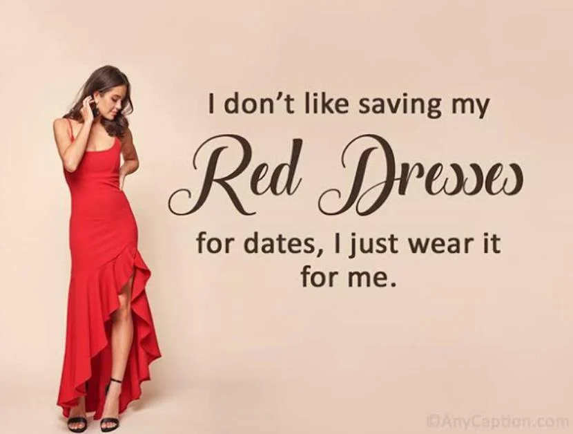 Red Dress Caption